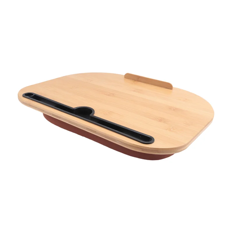 Scrivania per laptop con cuscino, parti del supporto per laptop con slot per tablet, tavolo da letto per computer da viaggio, supporto per laptop fino a 14 pollici-A