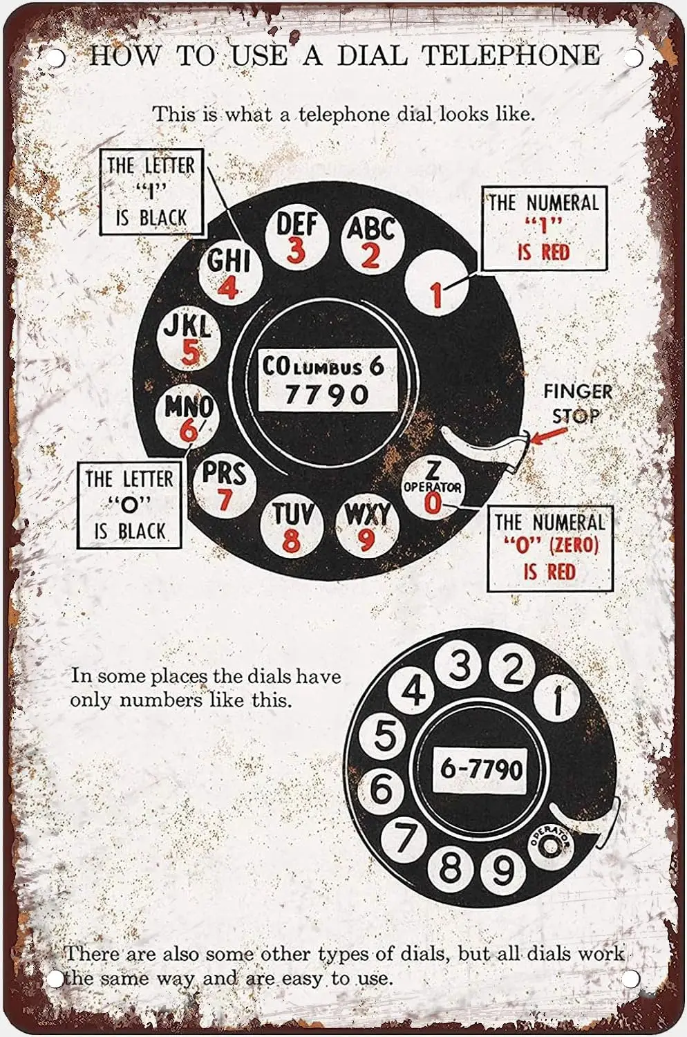 Metal Tin Sign Here'S How To Use A Dial Telephone Vintage Wall Art Decor Metal Signs For Home Bathroom Kitchen Garden Man C sign