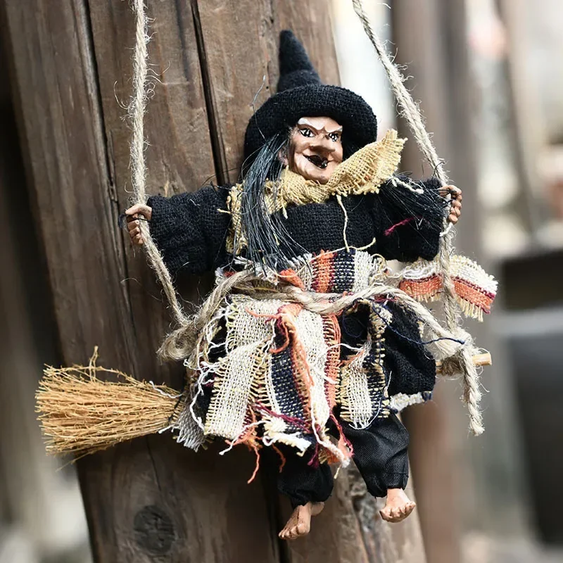 Halloween Witch Dolls Hanging Decor Ghost Witch Horror Scary Hanging Ghost Flying Witch Pendant Halloween DIY Party Ornaments