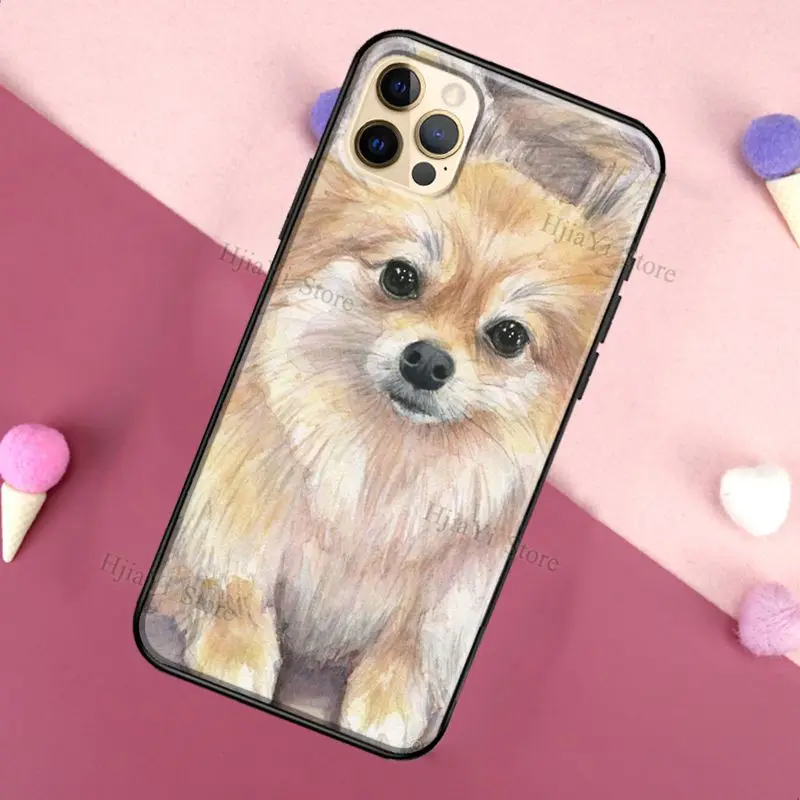 Pomeranian Watercolor Dog For iPhone 12 Pro Max 13 mini Case For iPhone 11 Pro Max XS X SE 2020 7 8 Plus XR Cover