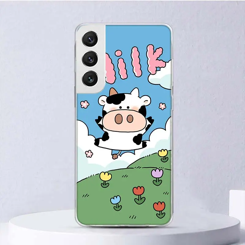 Dairy Cattle Cow Speckle Cute Soft Case For Samsung Galaxy S24 S23 S22 S21 Ultra S20 FE S10 Plus Phone Cover S9 S8 + S10E Funda