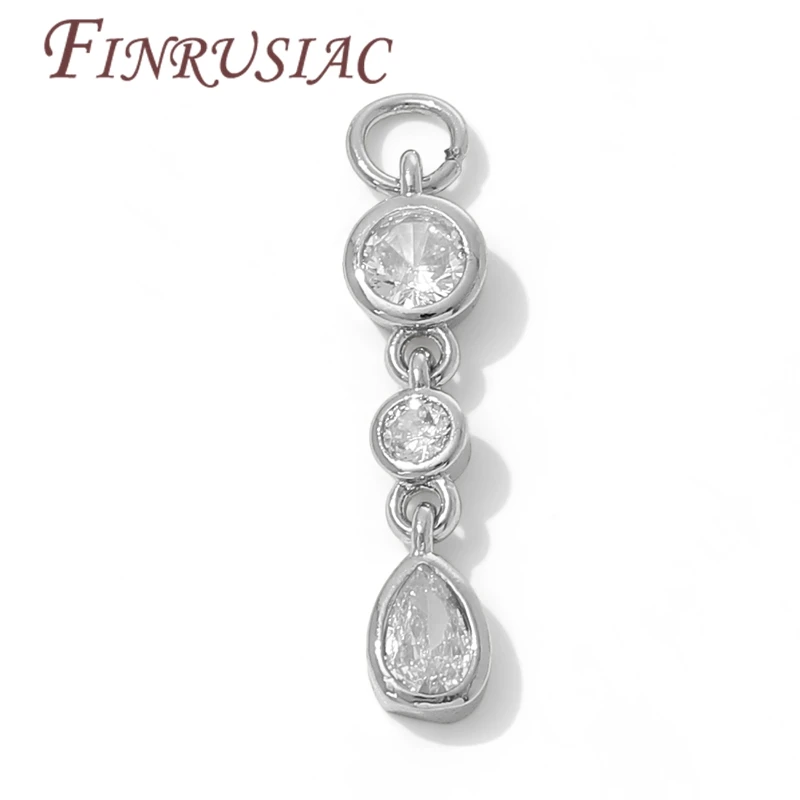 18K Gold Plated Brass with Zircon Charms For Jewelry Making,Long Pendants Charm For Necklaces Accessories,Earrings Findings image 3