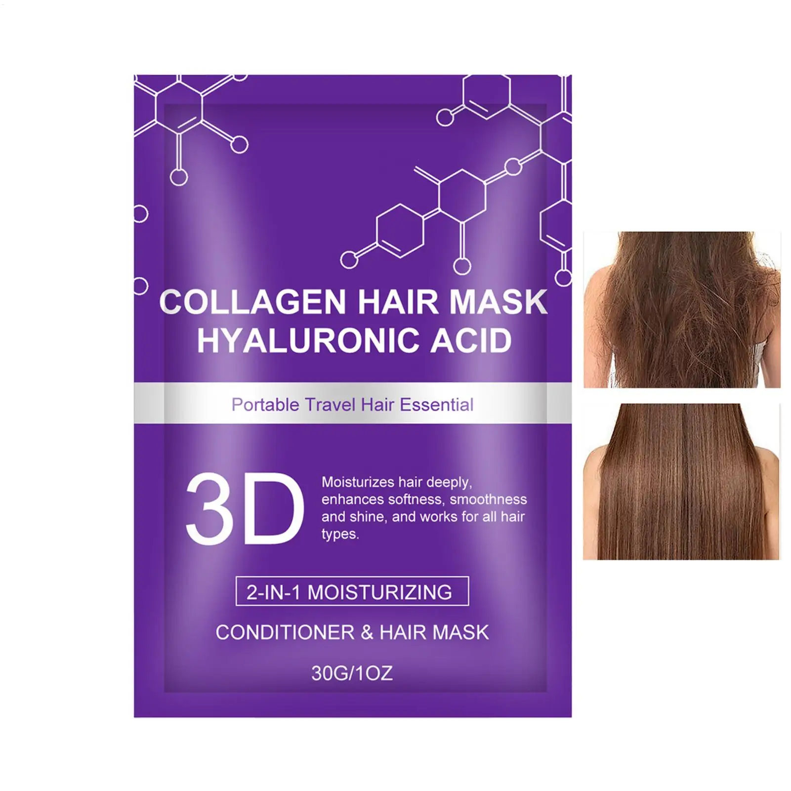 3D Hair Mask With HyaluronicAcid Collagen Conditioner Deep Moisturizing Repair Dry Damaged Hair 2-In-1 Korean HairTreatment