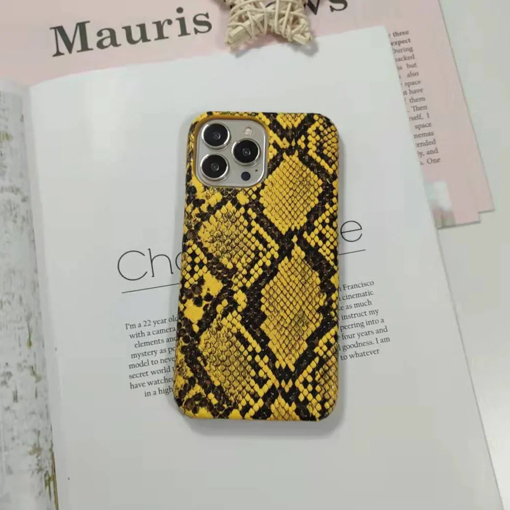 

The New Python Skin Pattern Is Suitable for iPhone 15 Phone Case 14 Promax Leather Edge PC13 Pro Anti Drop 12 Protection Cover