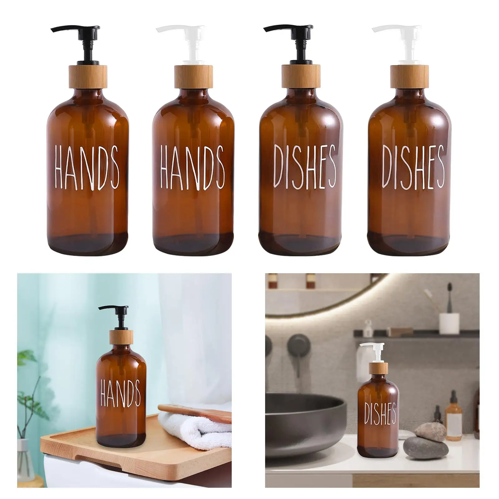 موزع صابون زجاجي مع مضخة 16 أونصة/500 مل لفندق الحمام المزرعة