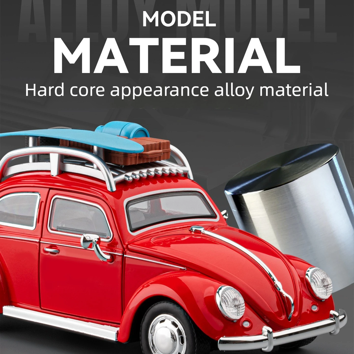 1:24 Beetle Vintage Classic Car with Sound and Light Toy Car Model Ornament Diecast Alloy Car Model Collectible Gift