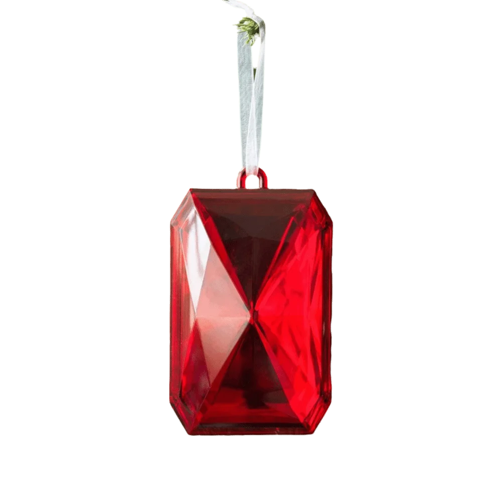 

Creative Multicolor Christmas Hanging Decoration Plastic DIY Accessories Gemstone Drop Pendant Square Xmas Tree Ornament Gift