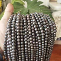 Wholesale 16 inches 8-9mm Black Natural Round Fresh Water Pearls Loose Strand