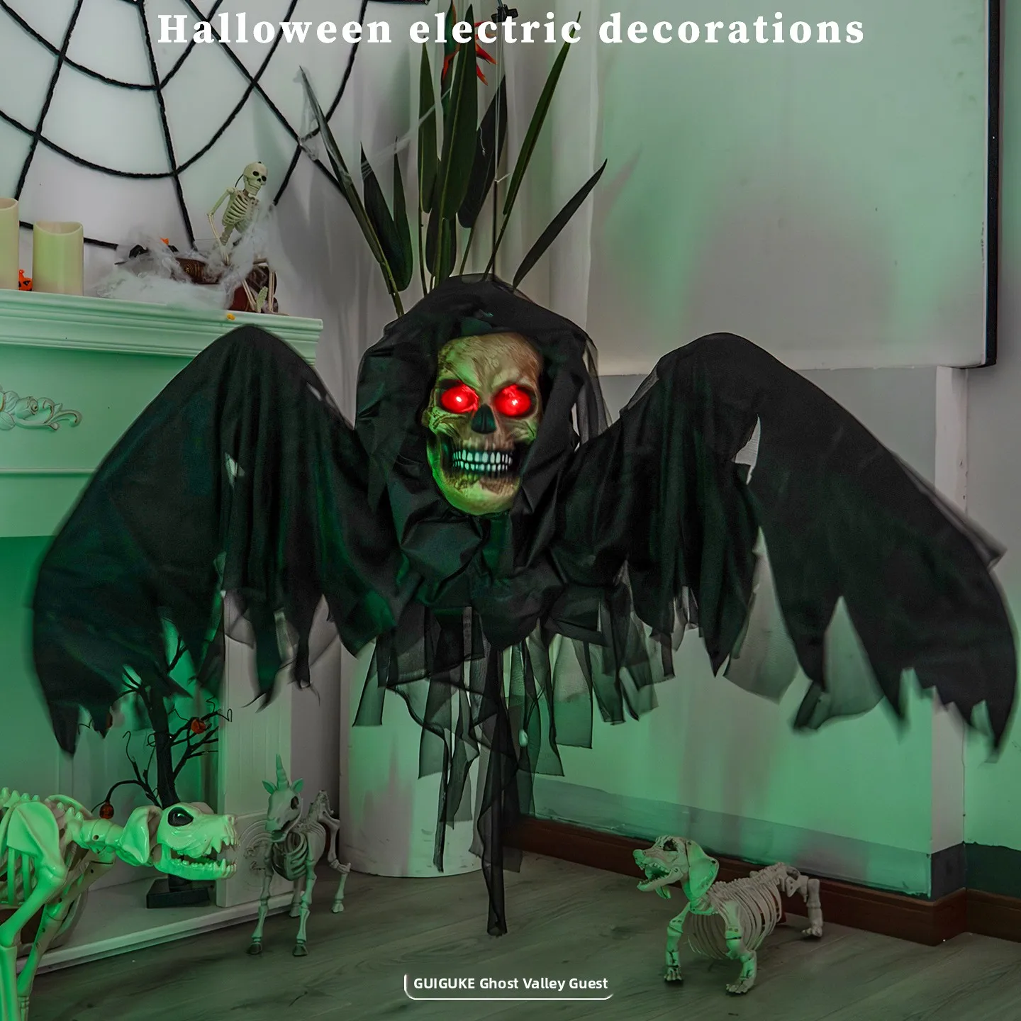 

loween New Bat Skeleton Man Pendant Decoration Ghost House Secret Room Induction Glowing Aosphere Props Hanging...