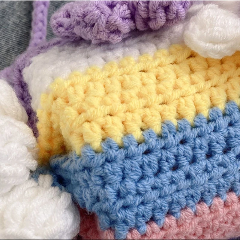 Shoulder Bag Candy Knitted Hand Woven Flower Barrel-shaped Sweet Cute Small Fresh Messenger Bag Leisure Shopping Trend All-match