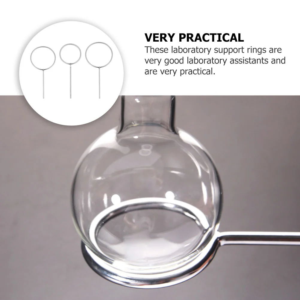 3 Pcs Rack Stainless Steel Support Ring Organizers Rings for Laboratory Flask Silver Fixture Fan