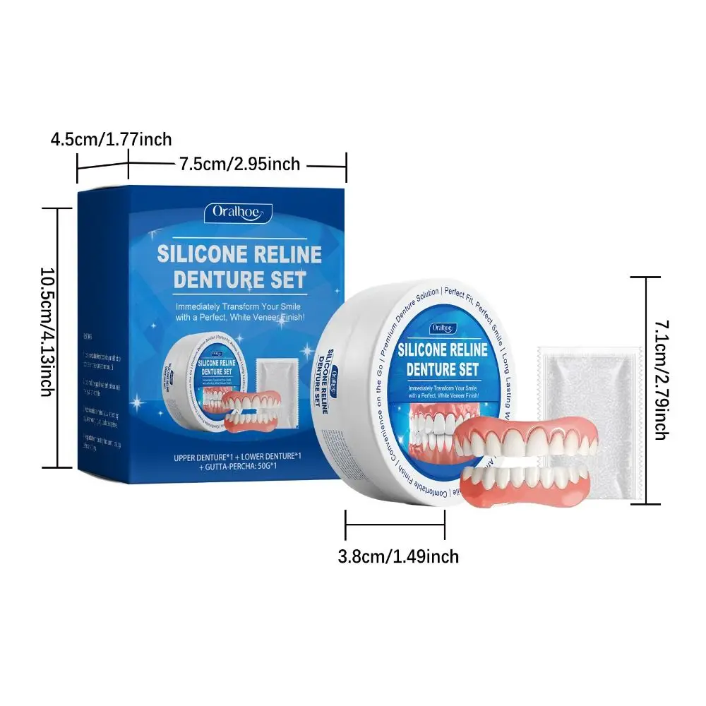 Kit de relinação de dentadura de silicone macio seguro e durável kit de relina de silicone instantâneo reutilizável e portátil dentes instantâneos