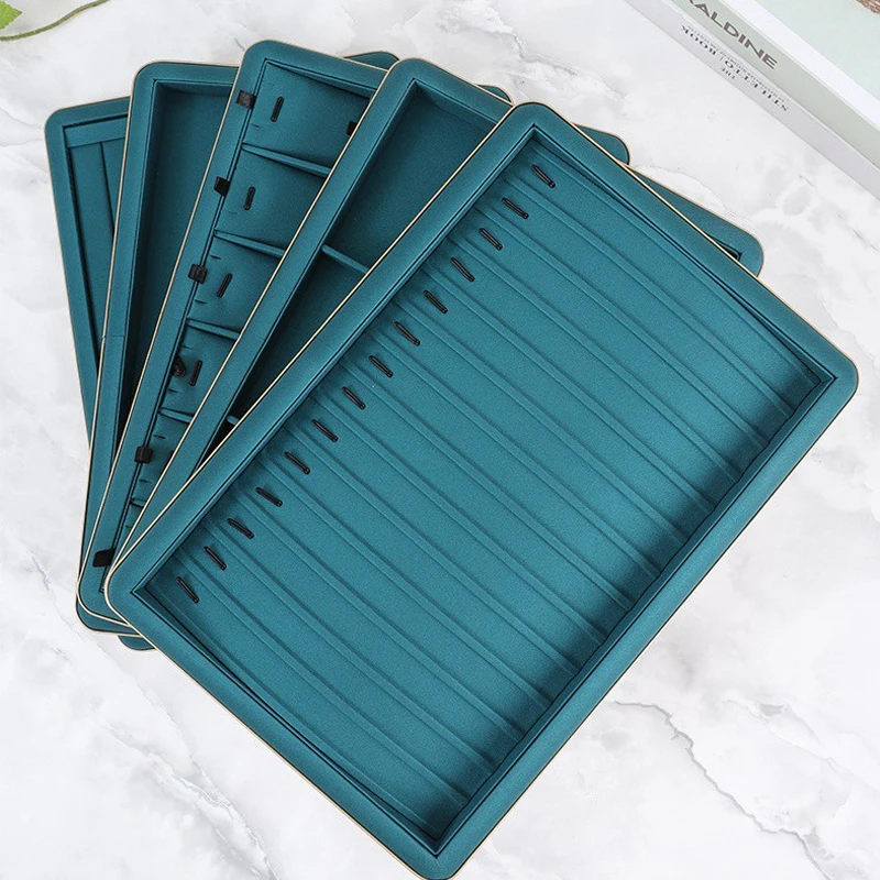 

Elegant Microfiber Jewelry Display Tray Jewellery Storage Trays for Necklace Bracelet Bangle Ring Earrings Counter Showcase Prop