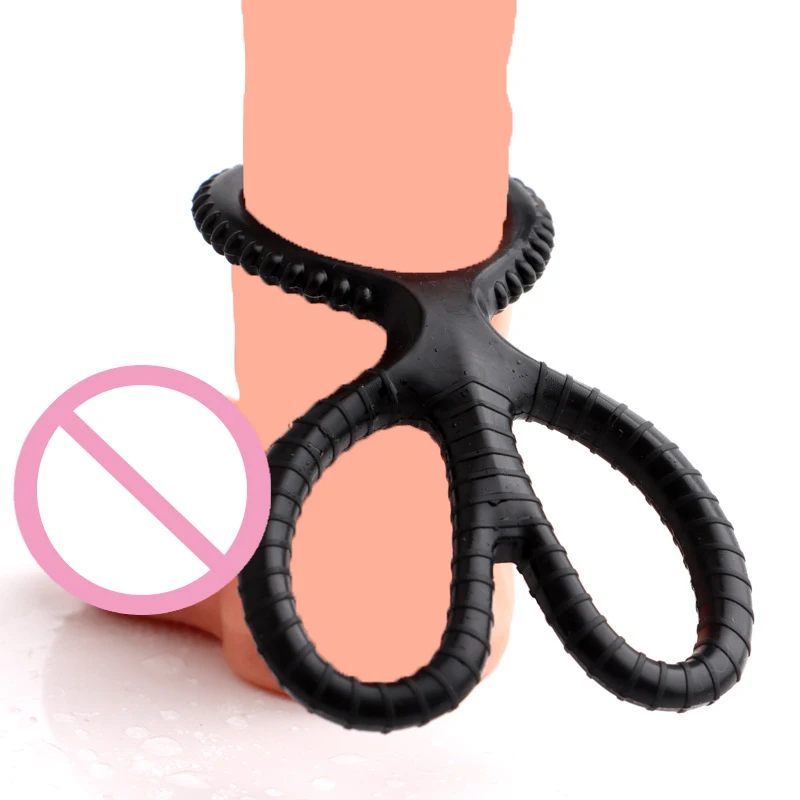 Anillos de silicona para el pene, jaula de castidad para el escroto, Bondage, retraso de eyaculación, juguete sexual para hombres, novedad