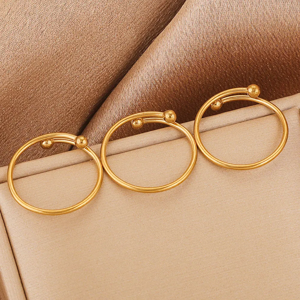 5pcs Stainless Steel Open Adjustable Ring Set