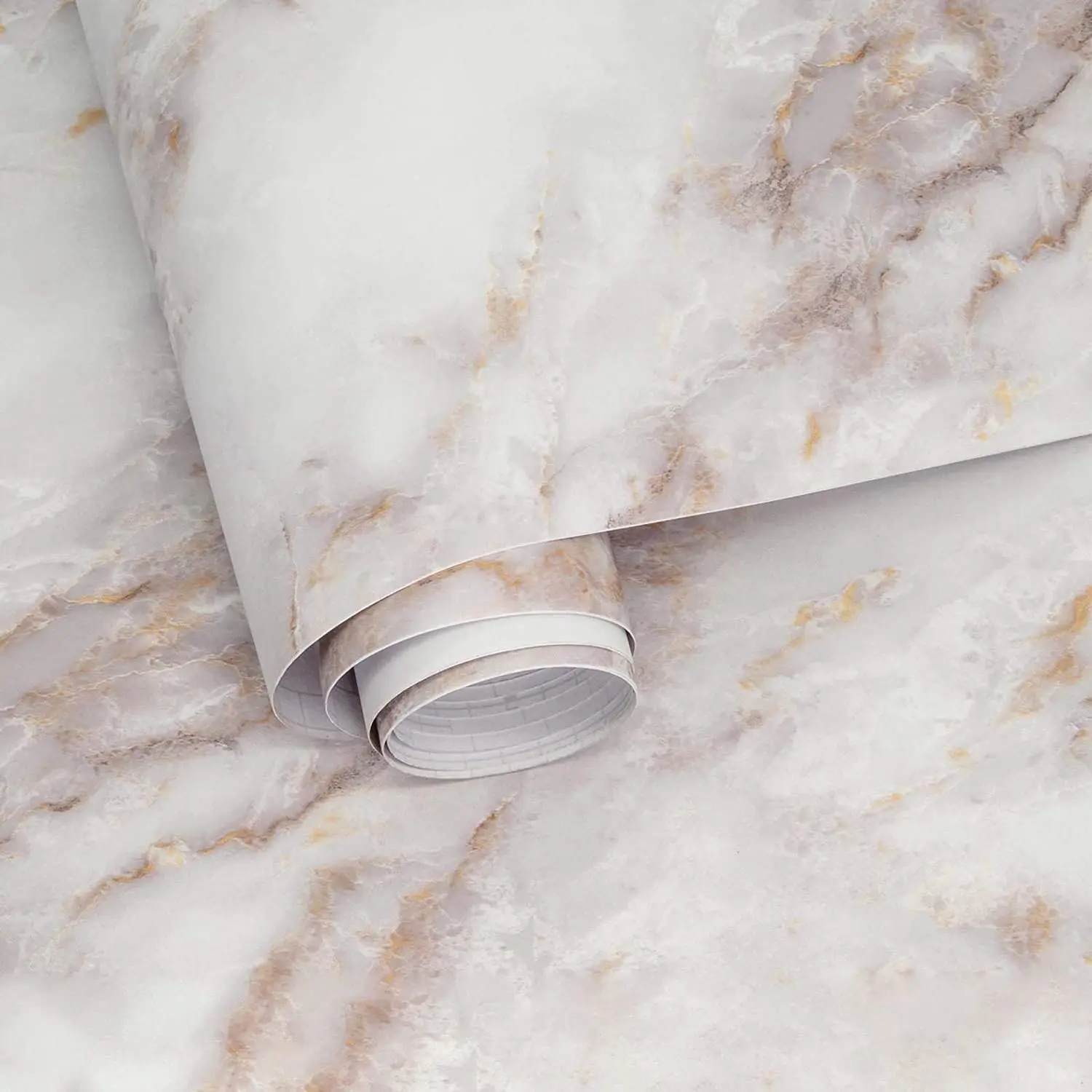 Marble Wallpaper White Gold Self Adhesive Marble Contact Paper for Countertops Cabinets Cleanable Bathroom Thick Shelf Paper