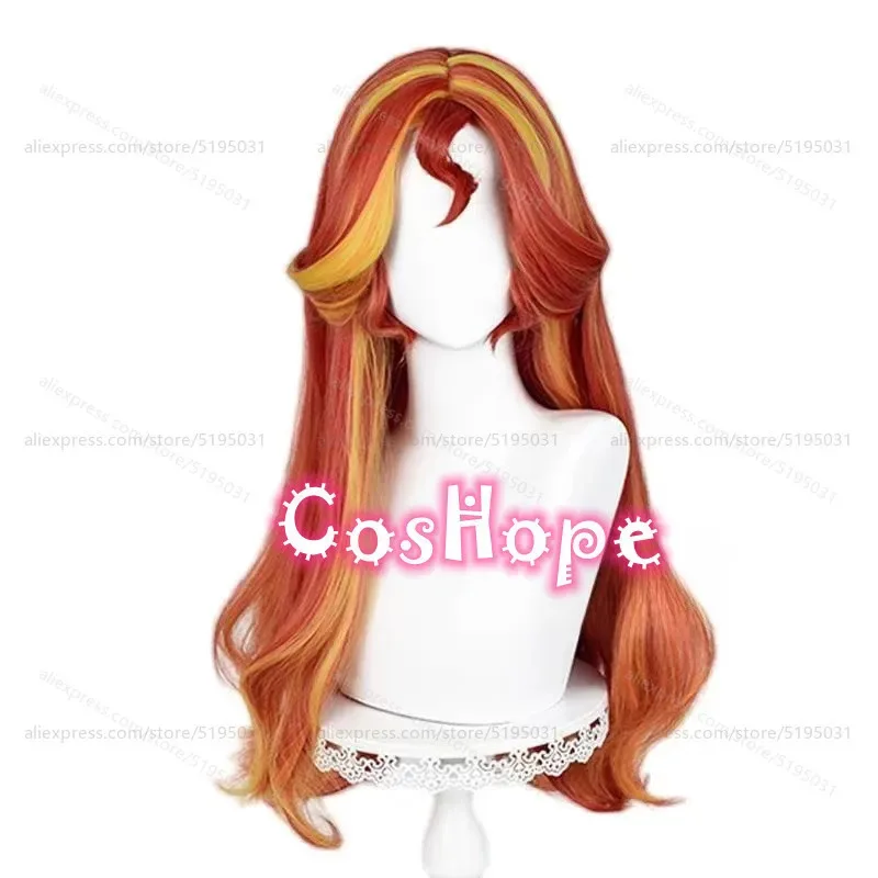 

COSda@Sunset Shimmer Cosplay Wig Sunshim Curly Wave Wig Orange Red Yellow Wig Cosplay Anime Cosplay Wigs Heat Resistant Syntheti