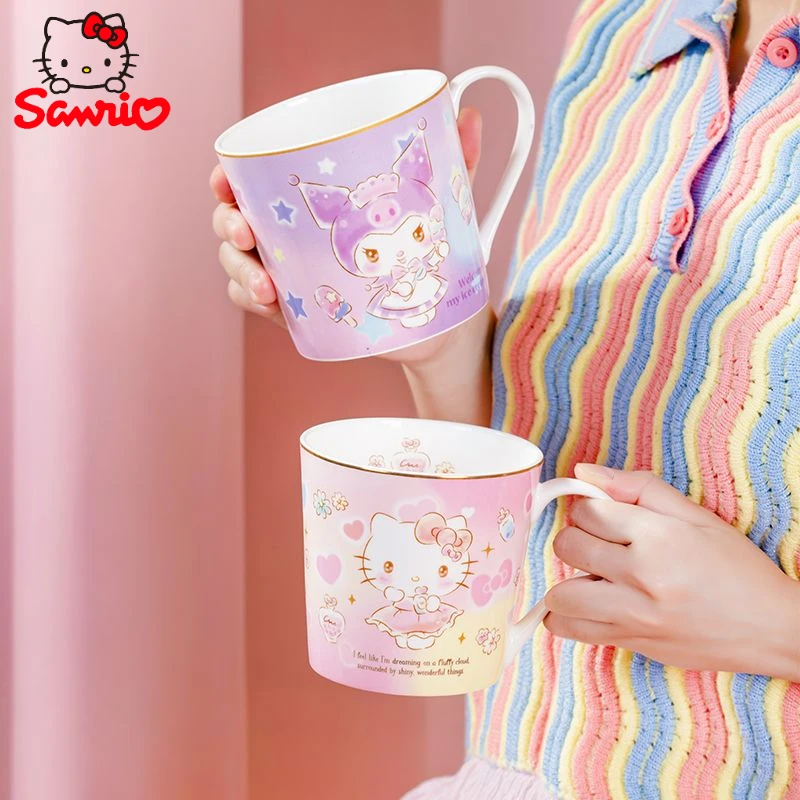 Sanrio-大容量の漫画のマグカップ,ハローキティ,素敵でクリエイティブなミルクコーヒー,カワイイウォーターカップ,アニメ周辺機器,ギフト