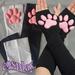 Cat Paw Socks Kawaii 3D Cat Claw Beanies Women Paw Stockings Lolita Cosplay Halloween Sleeves Cat-Paw Thigh High Long Socks