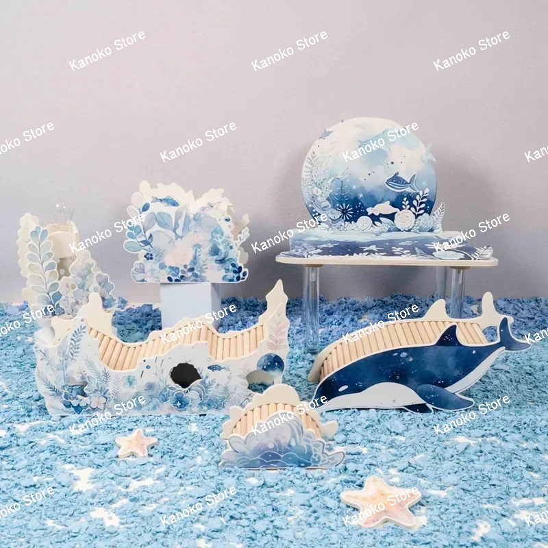 

Ocean Fairy Tale Series Wooden Hamster House Hamsters Toy Small Animal Cage Landscaping Supplies Rat Accessories Chipmunk Tunnel