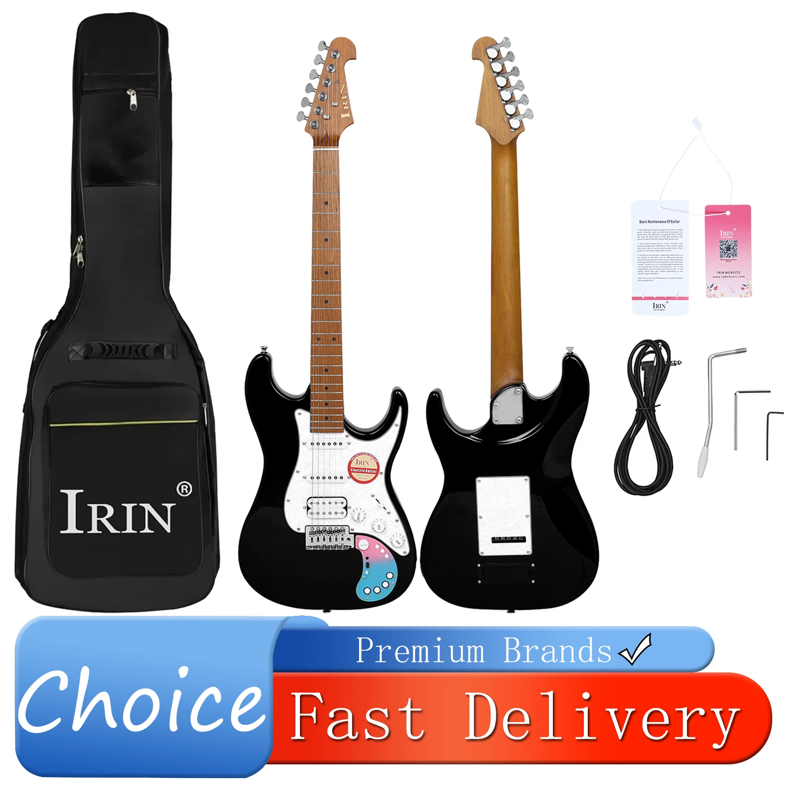 

IRIN Electric Guitar 22 Frets Black Digital Built-in Bluetooth Speaker Effect Amplifier Portable Electric Guitar With Bag
