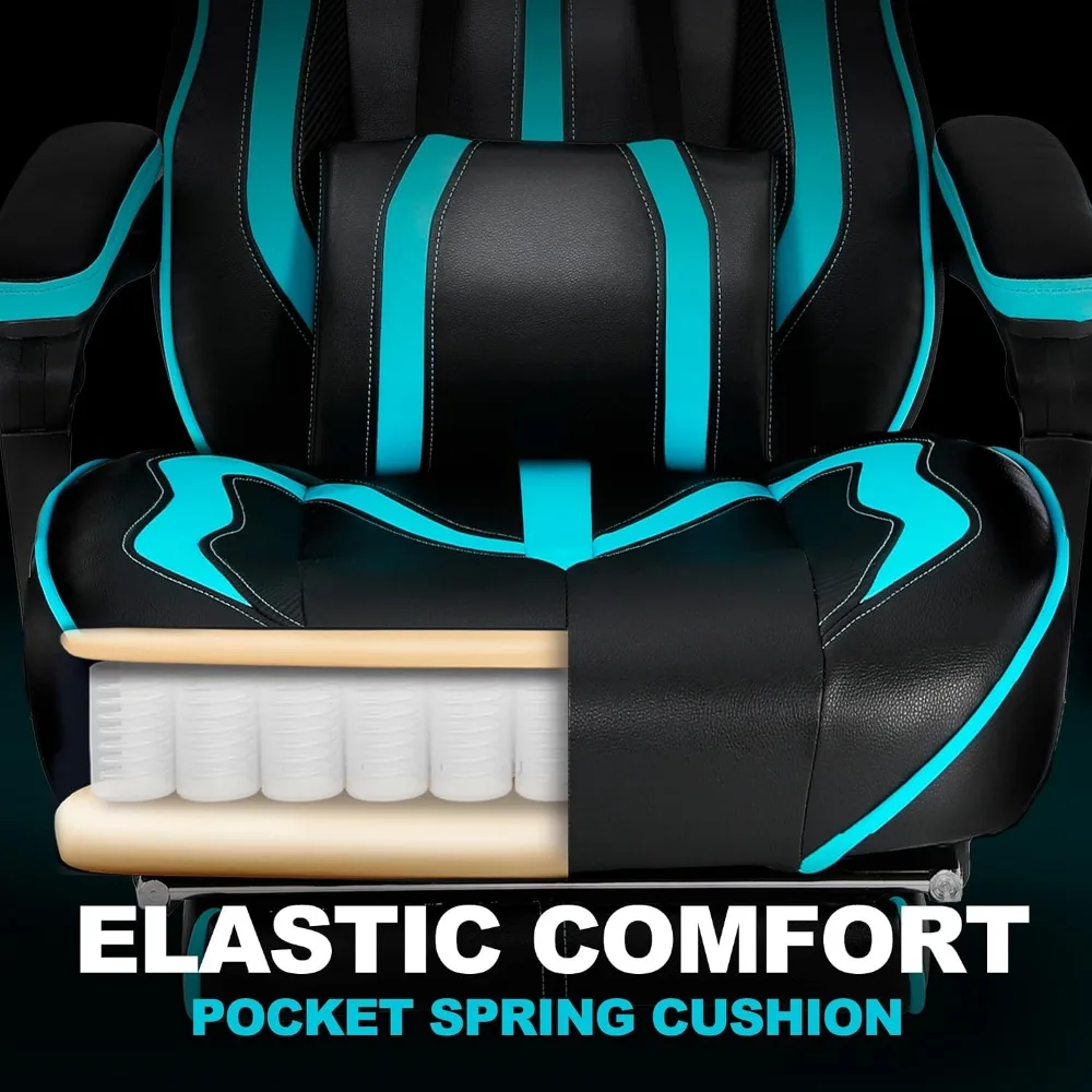 Ergonomic Gaming Chairs with Footrest, Massage, and Lumbar Support for Adults view 4