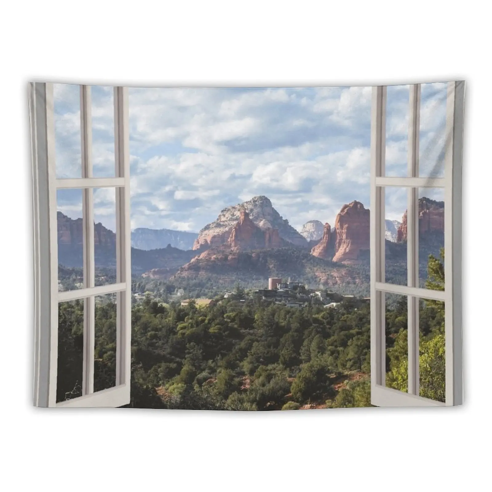 Sedona Window View Tapestry Tapestry Wallpaper Bedroom Aesthetic Room Decorations Tapestry