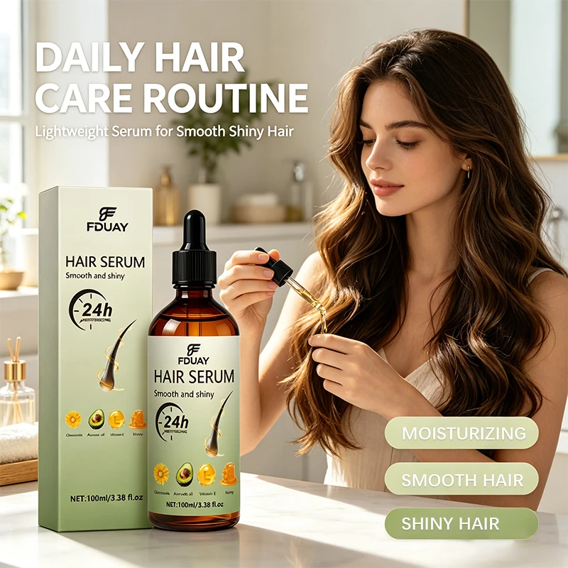 Smoothing Hair Serum, 24H Moisturizing Care for Dry & Frizzy Hair, Lightweight, Easy to Apply, Creates Shiny & Silky Hair