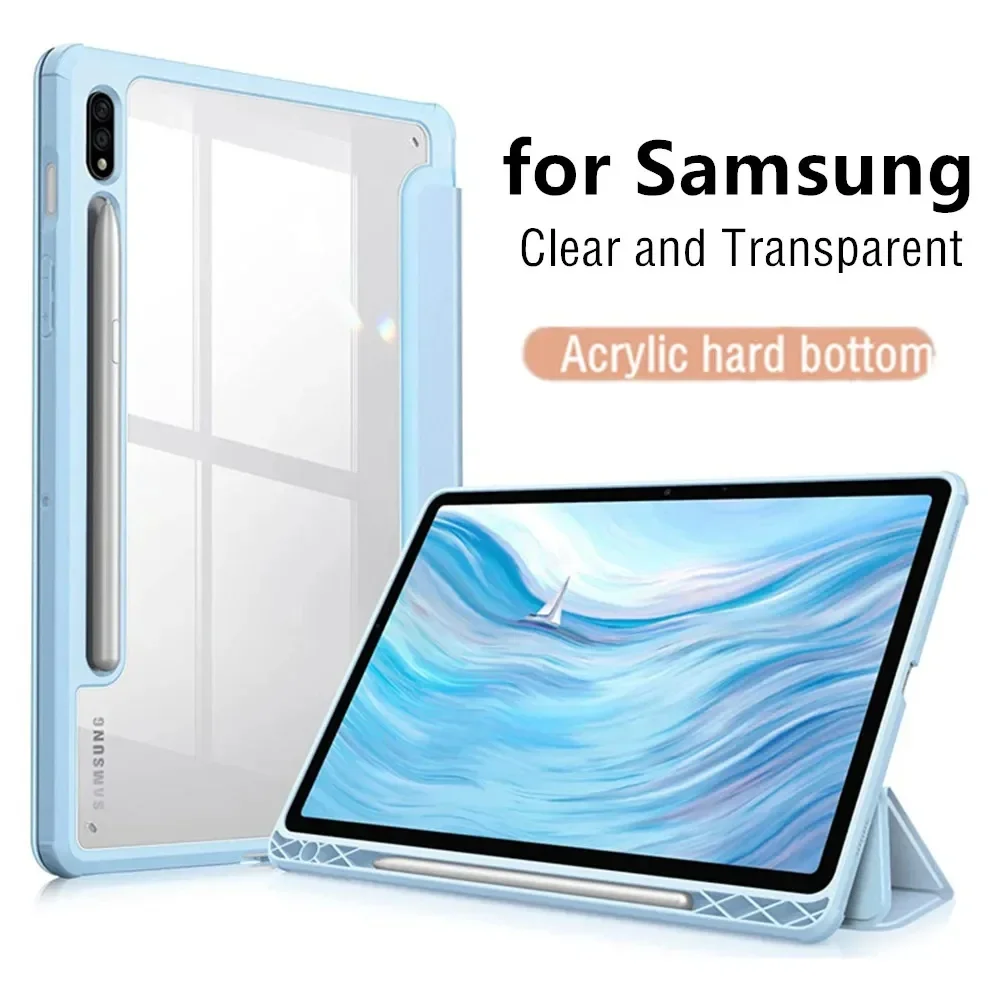 HD Clear Acrylic Case for Samsung Galaxy Tab S10 FE 10.9 Plus 13.1 2025 Ultra 14.6 Inch 2024 S7 S8 S9 S10 FE Plus with Pen Slot
