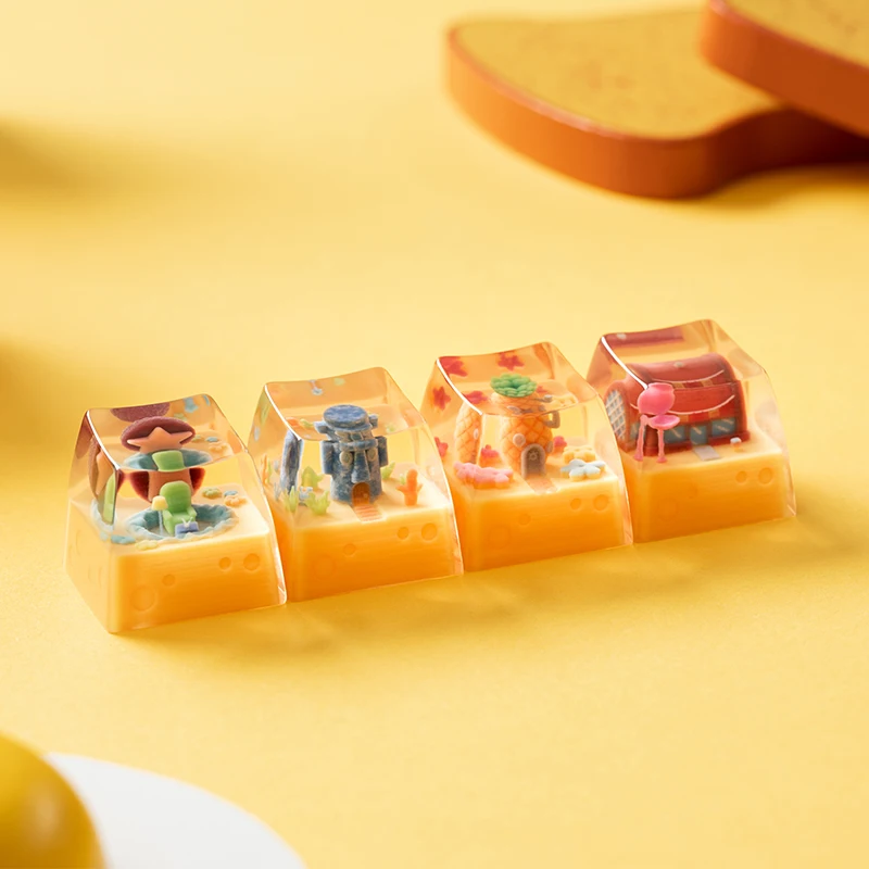 

Disney Spongebob Squarepants Resin House Series Pineapple House Transparent 3D Creative Keycap Keyboard Decoration Festival Gift