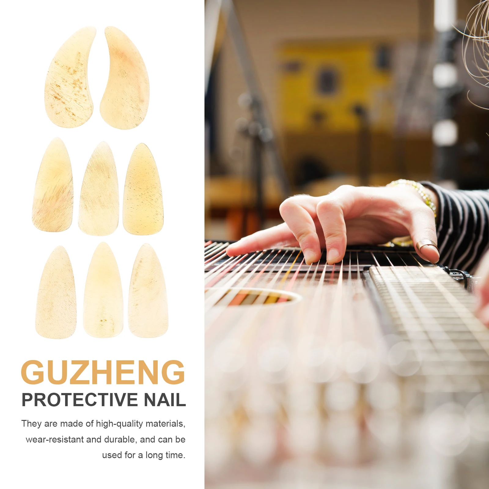 

8 Pcs Guzheng Nails Durable Smooth Horns Finger Protection Covers Safe Materials Musical Instruments Beautiful