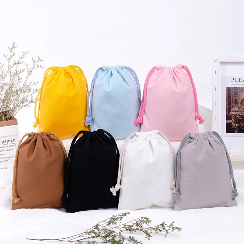 Reusable Cotton Drawstring Bags Fabric Storage Bag for Sundries Fruit Vegetable Kitchen Produce Bags Drawstring Gift Bag