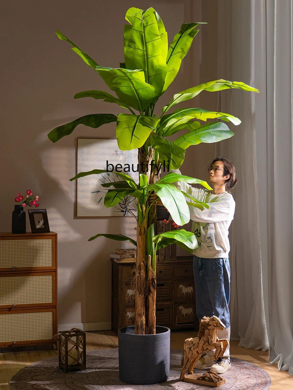 Simulation Banana Tree Simulation Green Plant Bionic Fake Trees Plant Indoor Living Room Landscaping Floor Ornaments