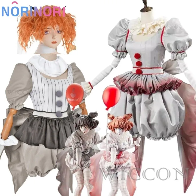 Movie Clown Pennywise Cosplay Costume Genderswap Halloween Horror Lolita Dress Up Women Fantasy Dress Carnival Party Full Set