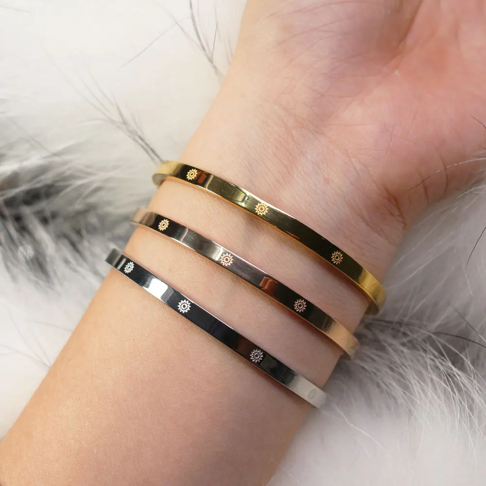 Best-Selling Jewelry Sun Graphics Stainless Steel Bracelets Parent-Child Series Love Bangle for Women Party Gifts Wholesale