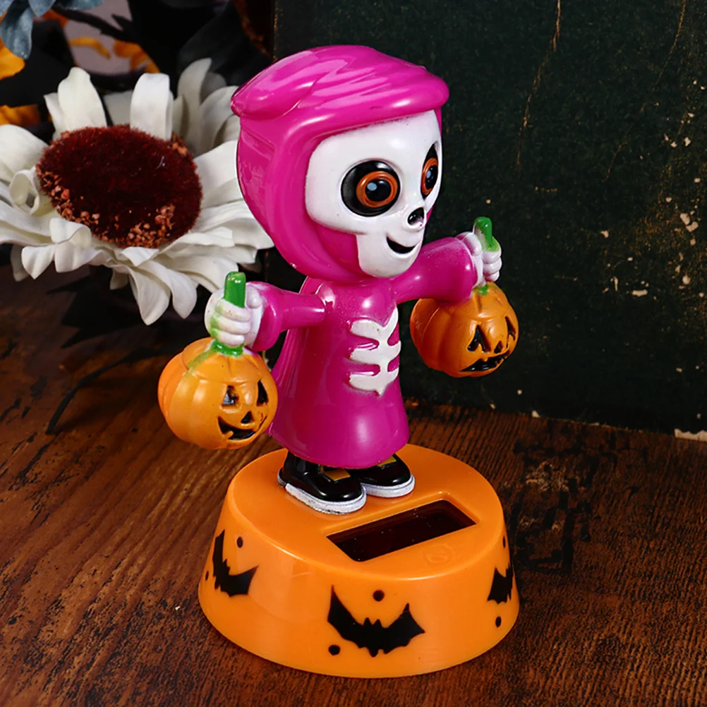 Ornamentos de abóbora dança solar fantasma decoração painel figuras halloween dançarino alimentado estatueta base
