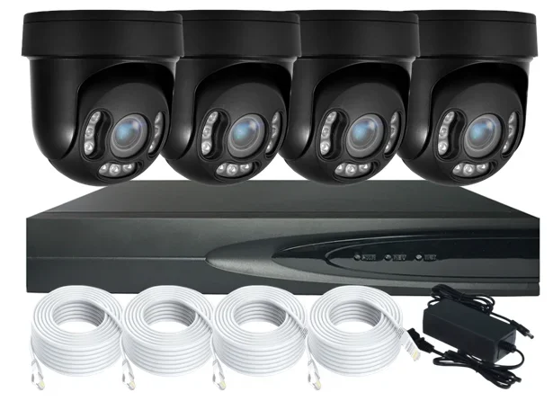 ราคาถูกล่าสุด 16 ช่อง NVR 5MP สี 4X Optical ZOOM MINI PTZ กล้องวงจรปิด POE กล้อง IP ระบบ OEM 2 ทิศทาง