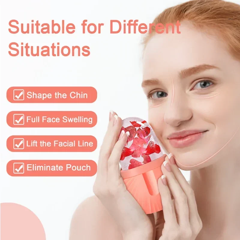 Upgraded Ice Ball Face Eye Roller Silicone Ice Mold Roller Firms Facial Skin Cooling Reusable Facial Skin Care Potable Tools