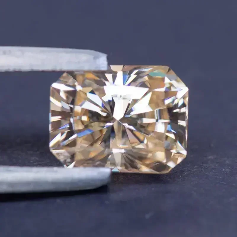 Moissanite corte radiante cor natural chá amarelo vvs1 com certificado gra para diy encantos contas jóias fazendo pulseira materiais