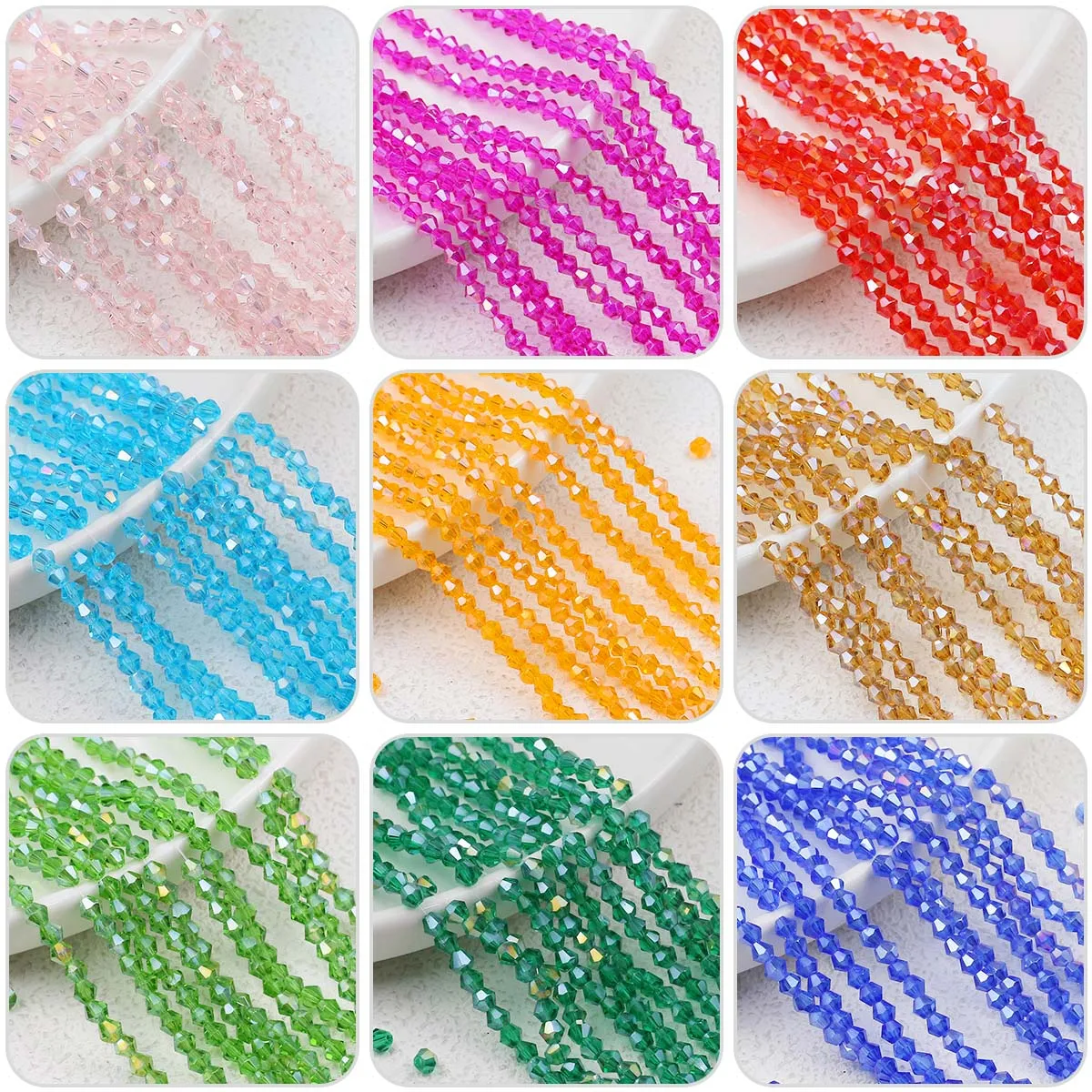 3mm 200pcs Glass Bicone Shaped Austrian Faceted Crystals Beads For Jewelry Making Bracelets Necklaces Earrings DIY Accessories