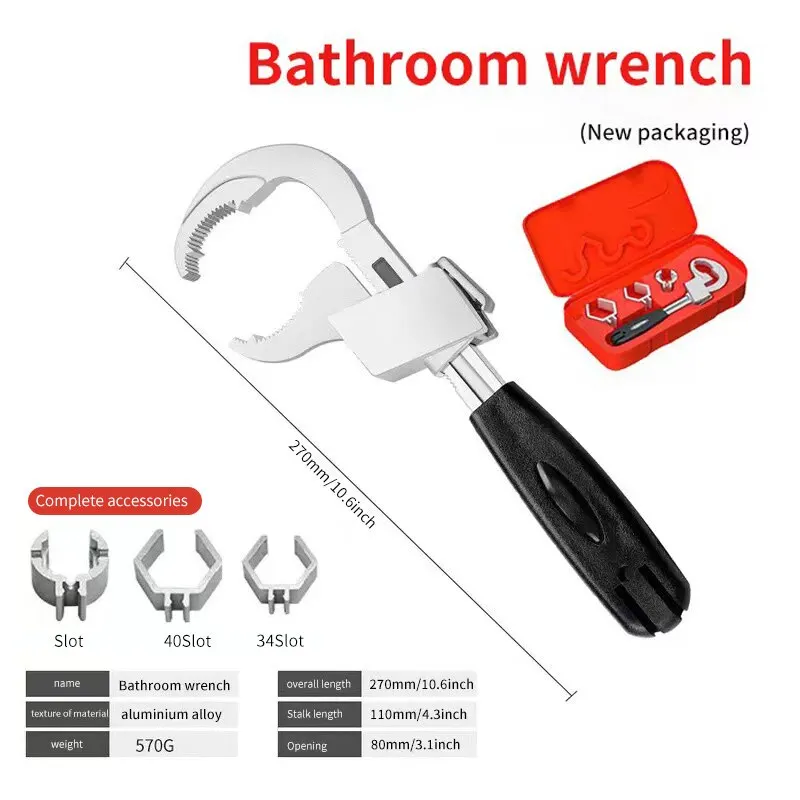 Adjustable Wrench Universal Double Ended Wrench Aluminium Alloy Open End Spanner Bathroom Plumbing Faucet And Sink Repair Tool