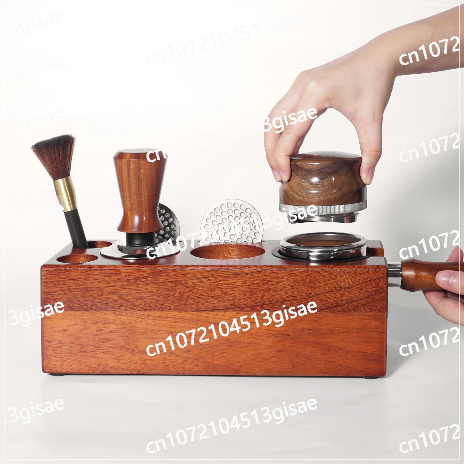 

Coffee Tamper Station, Coffee Distributor, Portafilter, Holder with Magnetic Design Drawer, Coffee Tamper Holder BANLEE Wooden