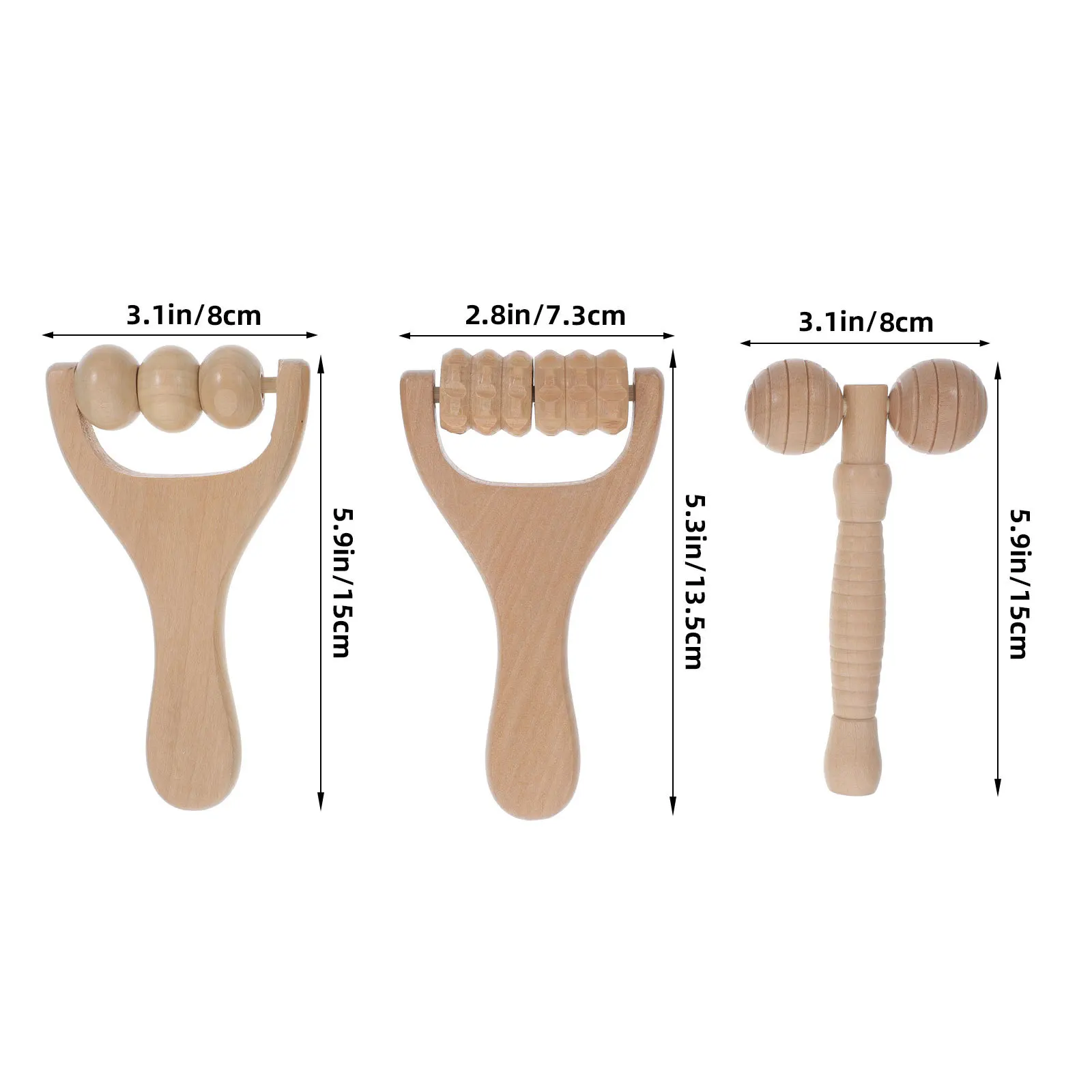 3 pçs ferramentas de massagem de terapia de madeira conjunto de rolo facial rosto pescoço ombro massageador ferramenta conveniente ferramentas de massagem de terapia de madeira