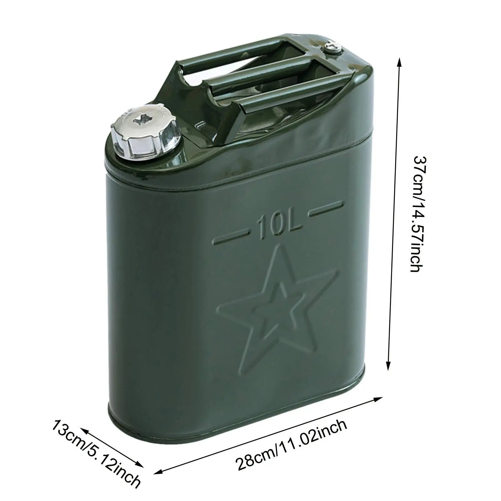 Brandstofkan van 10 liter, draagbare brandstoftank, praktisch voor gebruik in noodgevallen, 37 x 28 x 13 cm