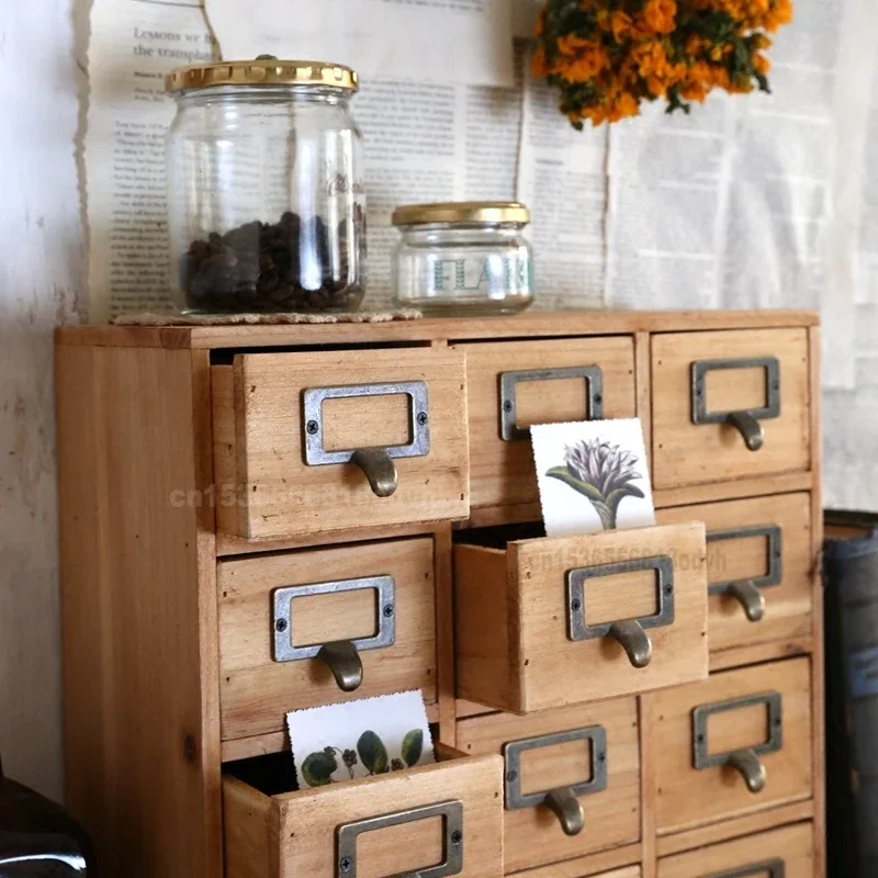 Handmade Wooden Storage Box, 6/12 Drawers Desktop Cabinet, Cosmetic and Small Items Organizer, Desk Storage Solution