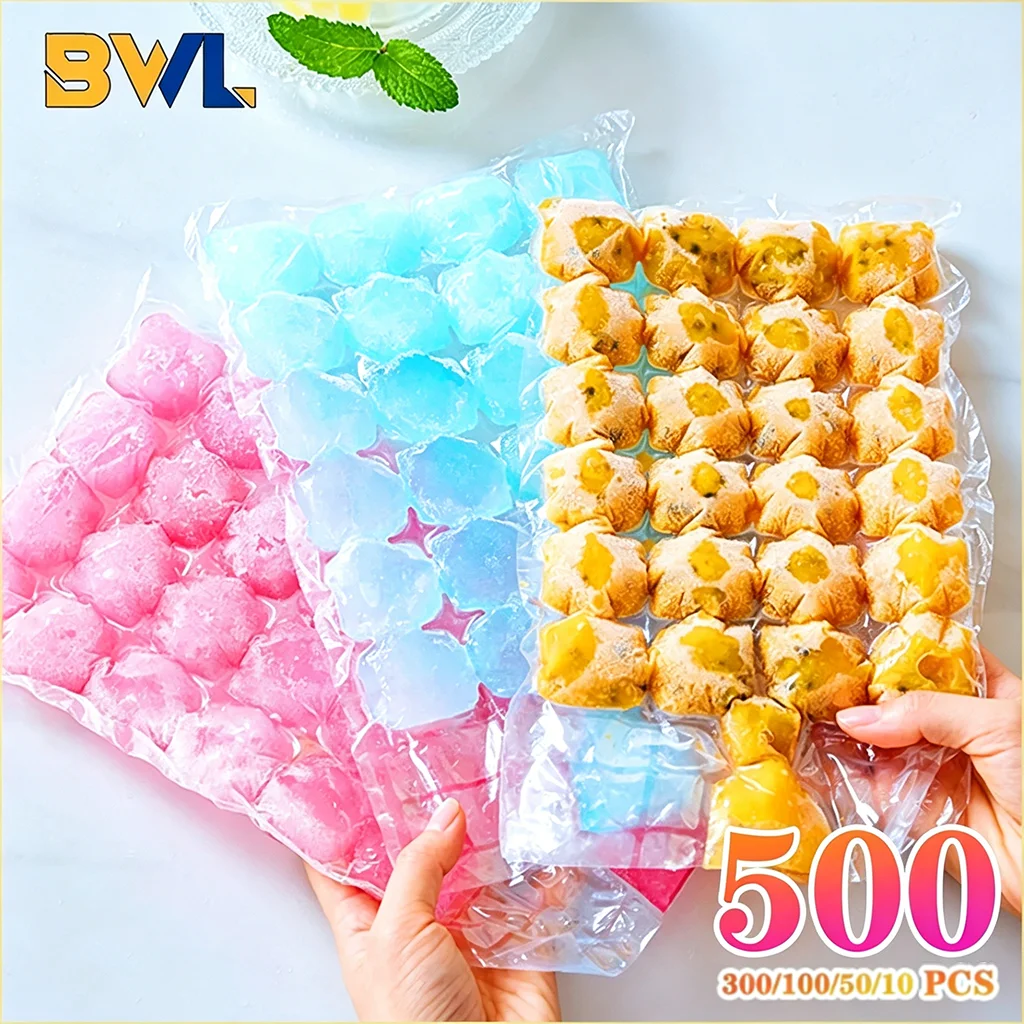 10-500PCS Disposable Ice Bag with Self-Sealing for Homemade Ice Cubes Summer Freezer Ice Mold Reusable Water Filling Ice Tray