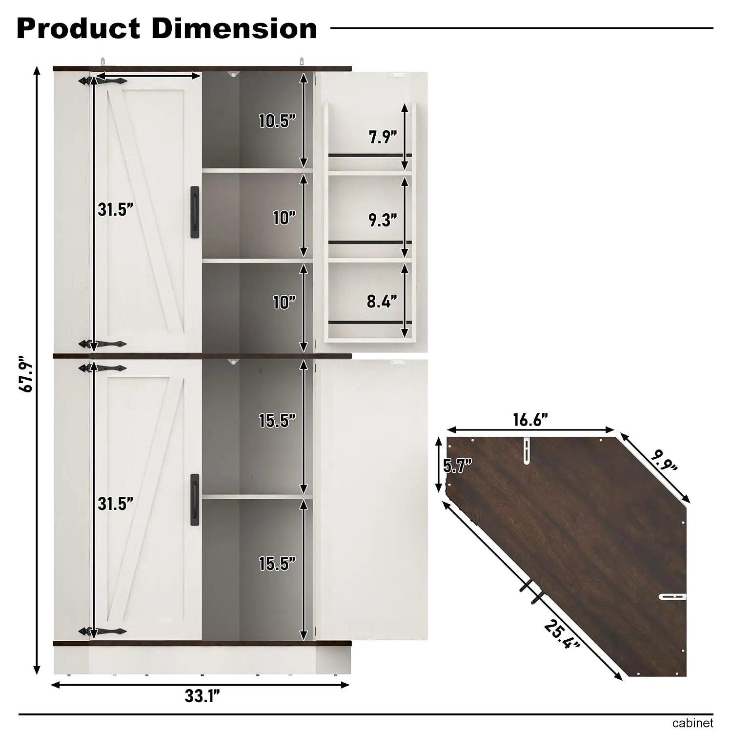 Farmhouse Corner Storage Cabinet, 68