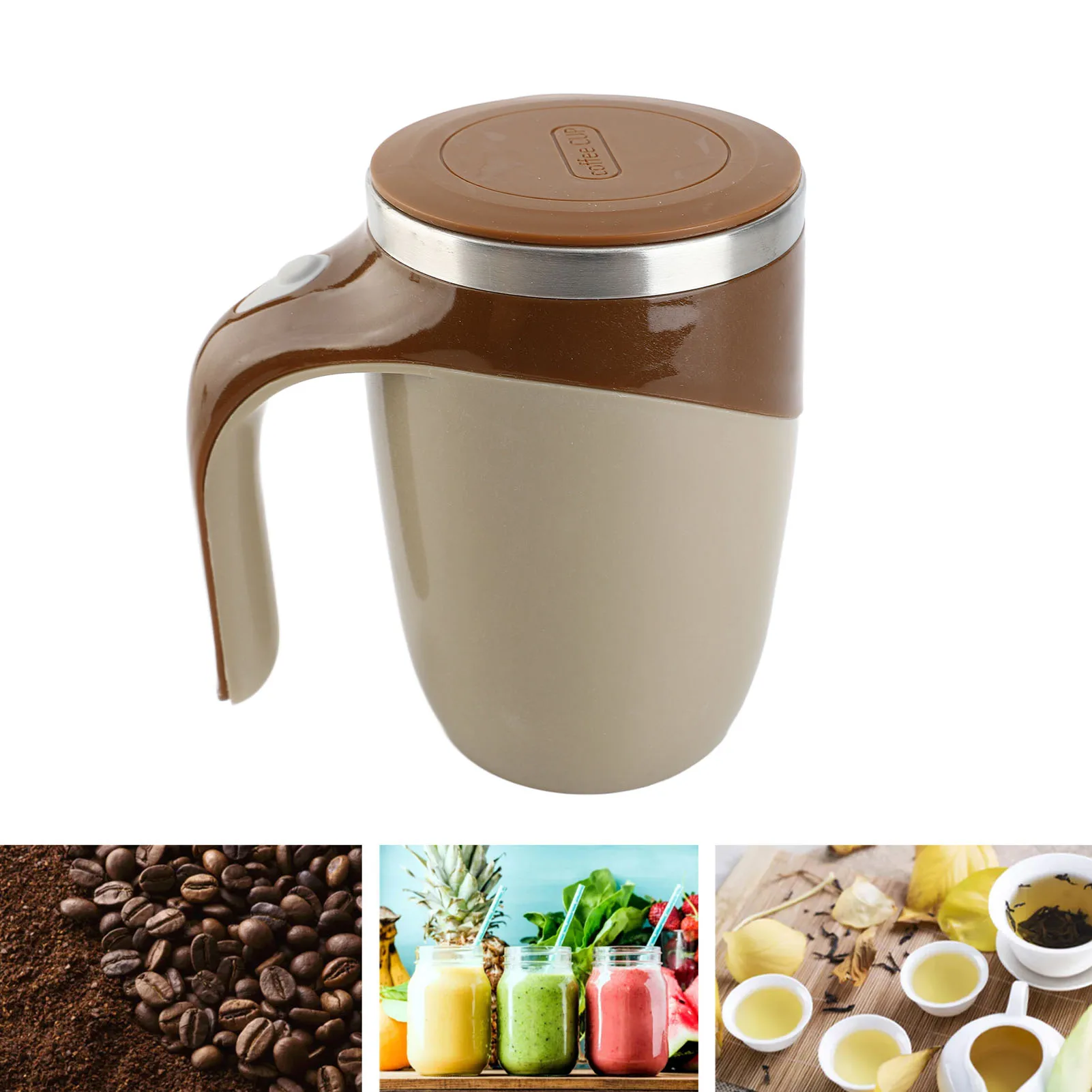 Caneca de mistura inteligente elétrica de aço inoxidável de 380ml – Copo de café com agitação magnética automática com bateria recarregável