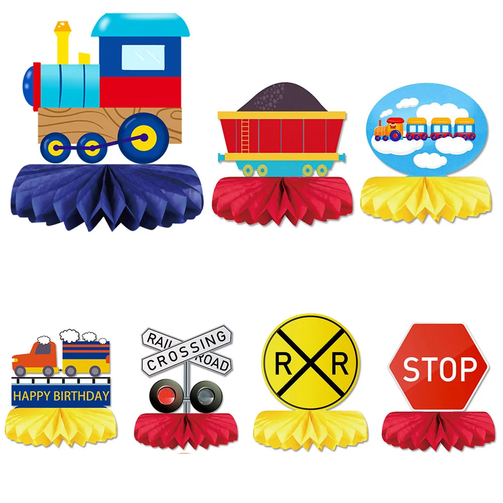 

Train Birthday Decorations Honeycomb Centerpieces for Kids Railroad Crossing Party Supplies Birthday Baby Shower Decoration