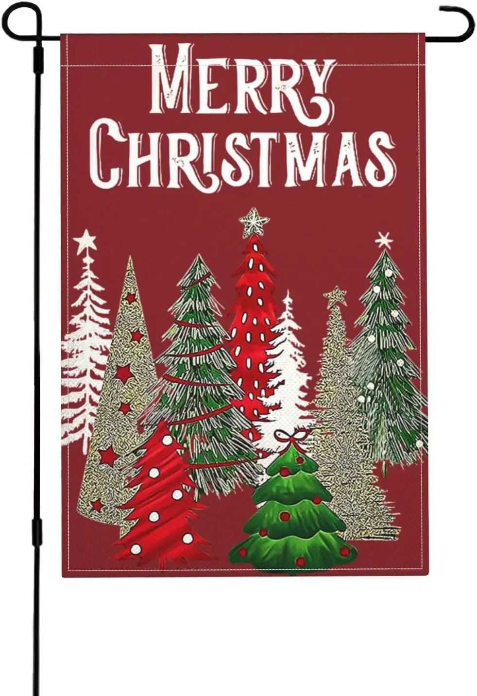 Christmas Trees Garden Flag, Merry Christmas Yard Flag Double Sided Weather Resistant Outside Decorative Flag for Patio Lawn yyi